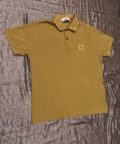 Stone Island Men's Compass Patch Short Sleeve Polo Shirt – Mustard Yellow (Size M)