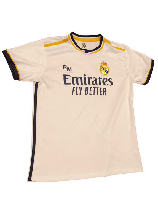 Real Madrid 2023-24 Home Jersey - White/Gold/Navy - Size Small - "Hala Madrid"