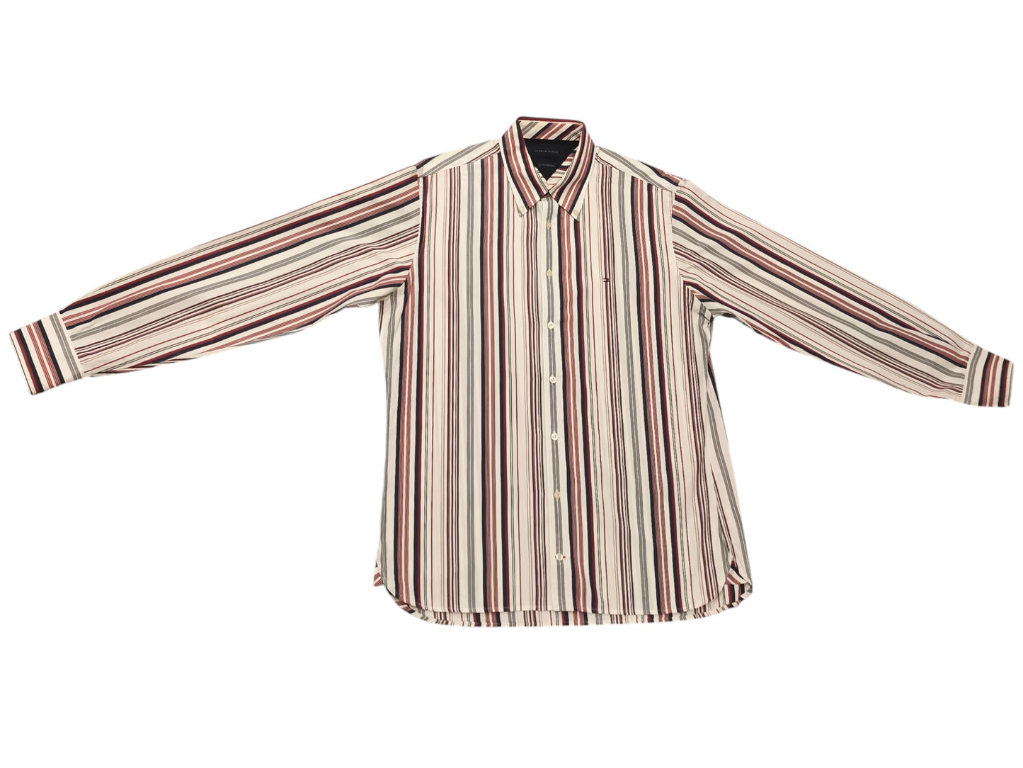 Tommy Hilfiger Men's Striped Button Down Shirt | 100% 80's Two Ply Cotton