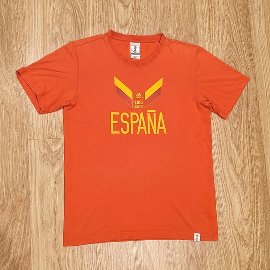 Adidas Spain Espana 2014 FIFA World Cup Brazil Soccer T-Shirt Mens Size Small