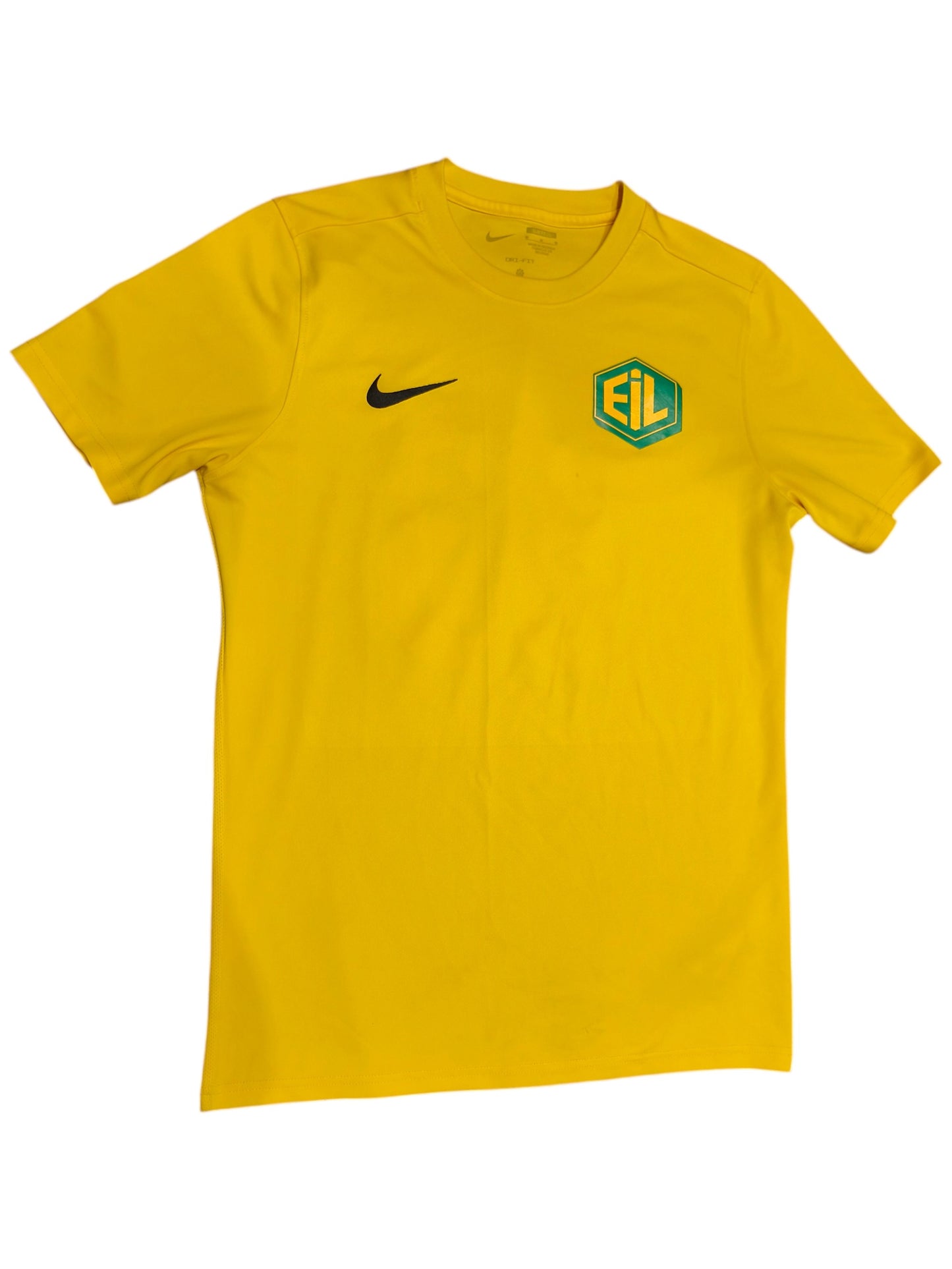 Nike Dri-FIT Mens Yellow EIL Crest Soccer Jersey Short Sleeve T-Shirt Size S #63