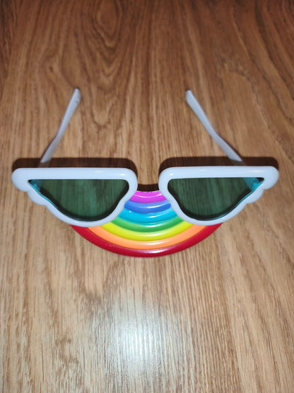 Retro Rainbow Arch Novelty Sunglasses – White Frame Festival Shades