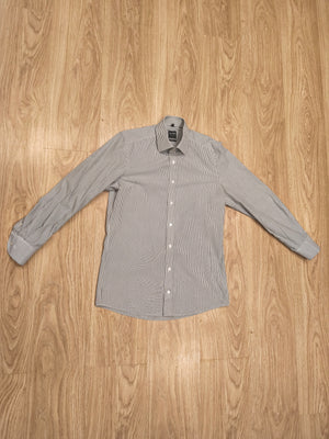 OLYMP Level 5 Five Body Fit Shirt Men 15" 38 Small S Striped Long Sleeve Cotton