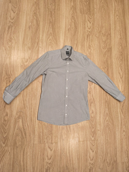 OLYMP Level 5 Five Body Fit Shirt Men 15" 38 Small S Striped Long Sleeve Cotton