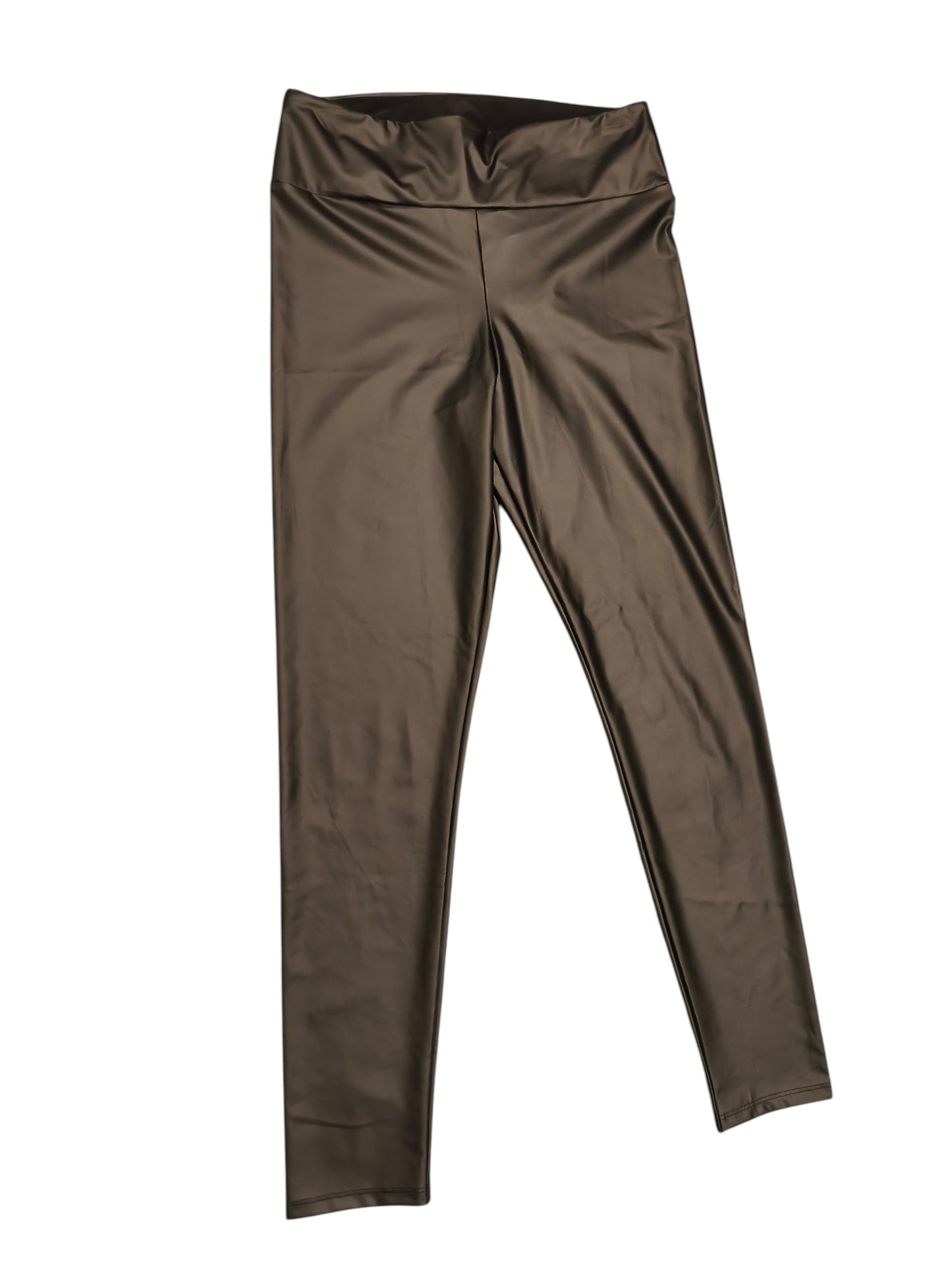 Sleek Black Faux Leather Leggings - Size S - High Waisted Liquid Look Shine