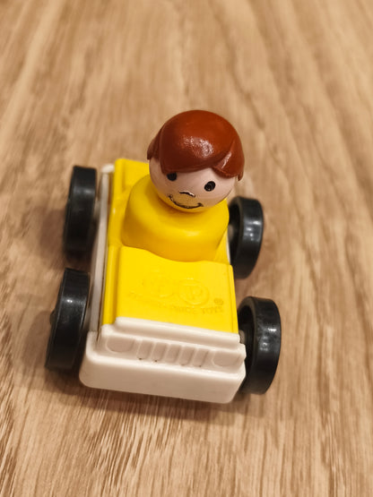 Vintage Fisher-Price Little People Yellow Car & Figure Set | Retro Play Family Jeep Toy Collectible