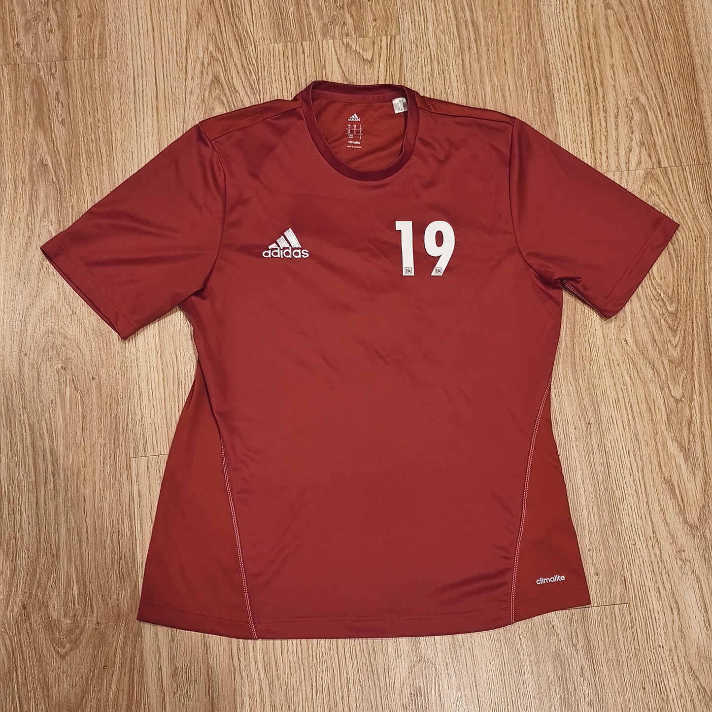 Adidas Mens Climalite Red Short Sleeve Football Training Jersey Shirt Size M #19