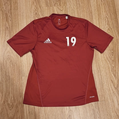 Adidas Mens Climalite Red Short Sleeve Football Training Jersey Shirt Size M #19