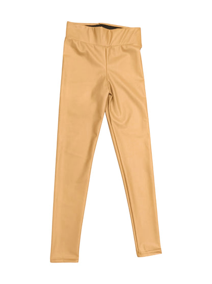 Chamur National Faux Leather Leggings Tan Beige Matte High Waist Stretch Small