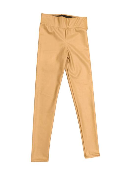 Chamur National Faux Leather Leggings Tan Beige Matte High Waist Stretch Small