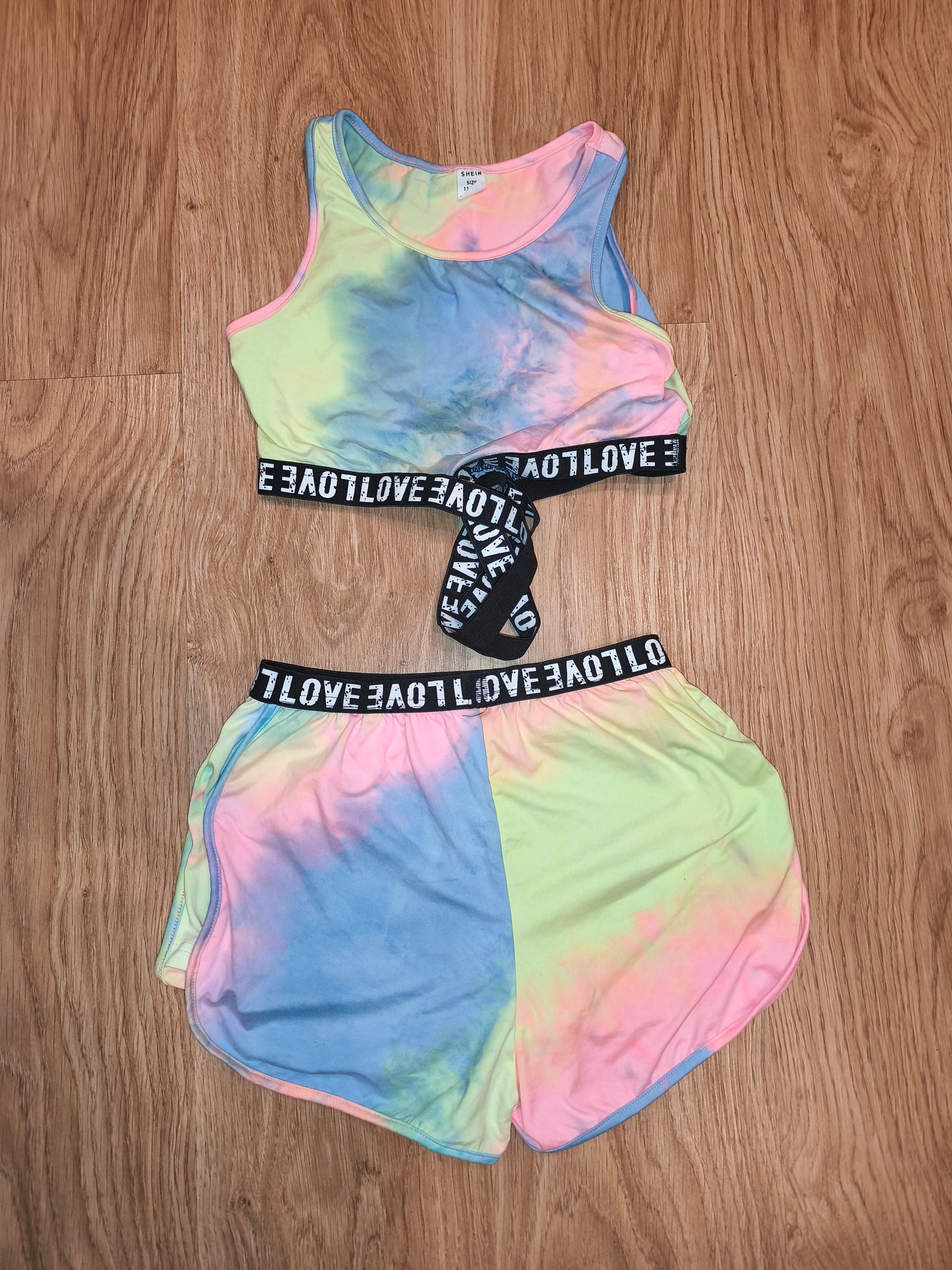 HEIN Girls’ Tie-Dye Two-Piece Set – Crop Top & Shorts, Size 11-12Y