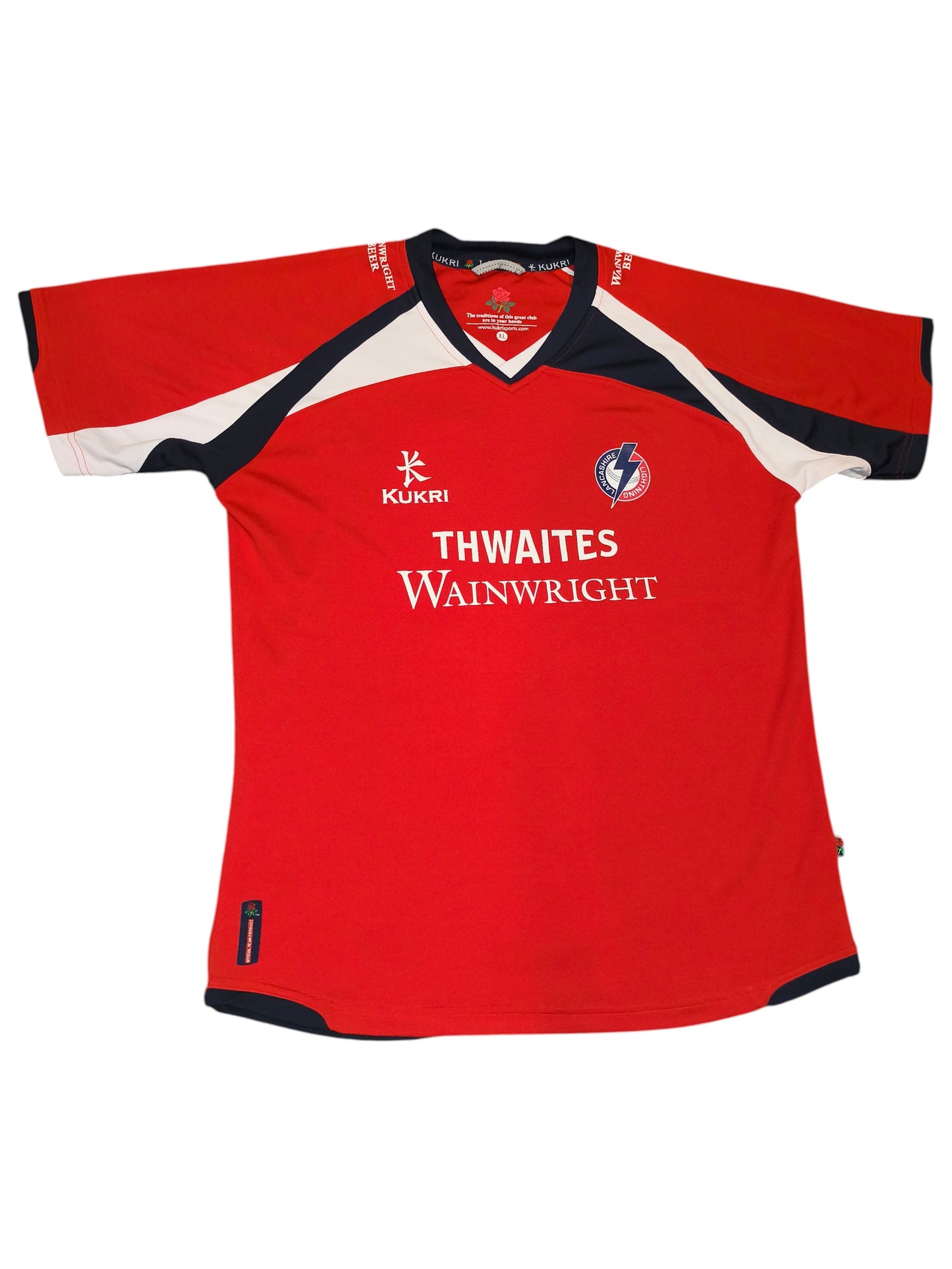 Kukri Lancashire Lightning Cricket Shirt XL Red Thwaites Wainwright Jersey VTG