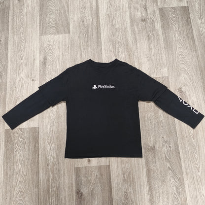 ZARA Boys PlayStation Long Sleeve T-Shirt Size 10 140 Black Double Layer Gaming