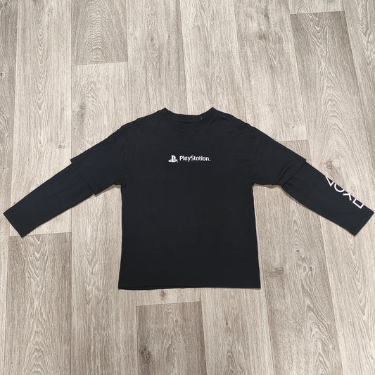 ZARA Boys PlayStation Long Sleeve T-Shirt Size 10 140 Black Double Layer Gaming