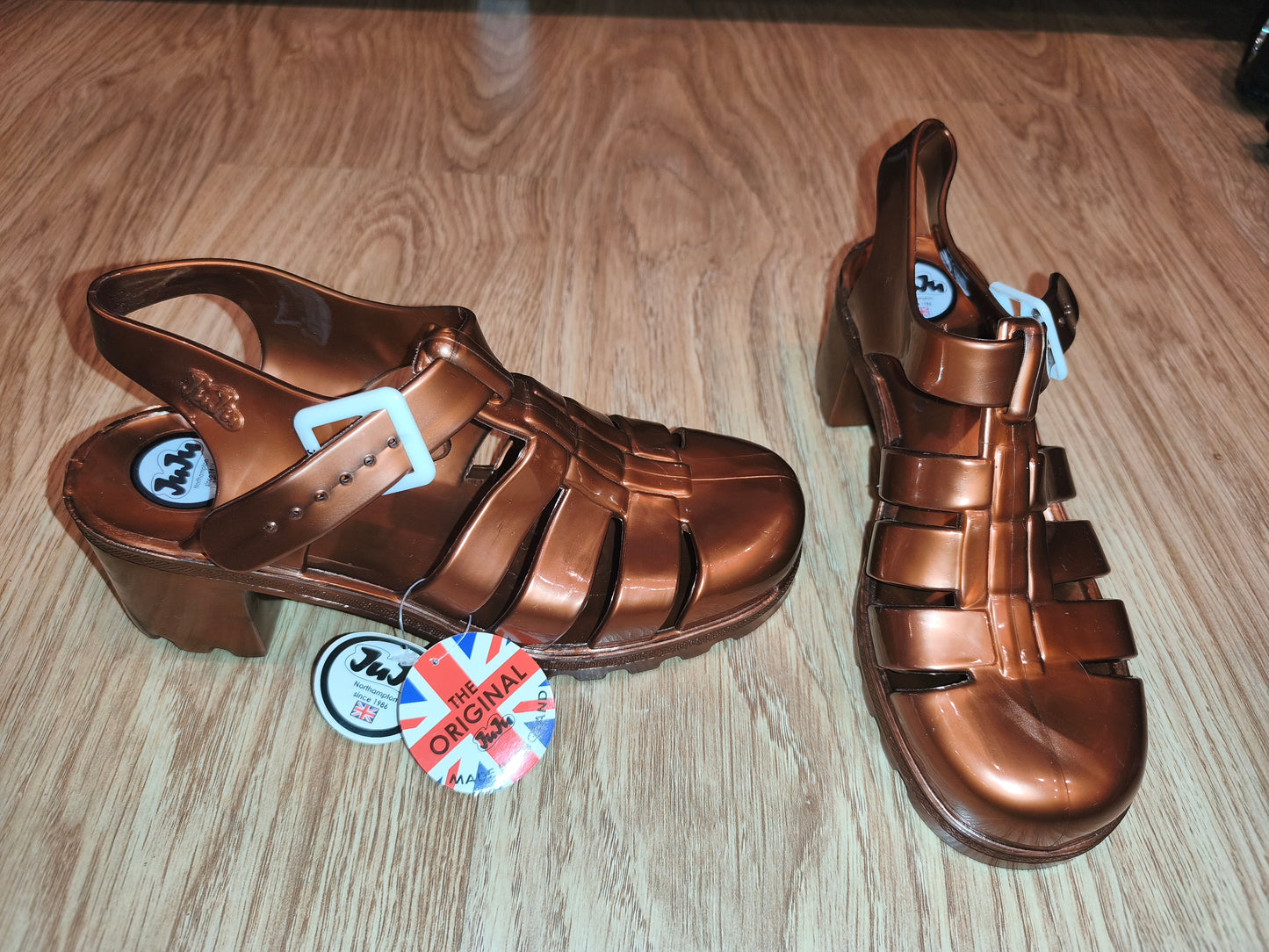 JuJu Original Maxi Heeled Jelly Sandals Bronze Metallic | UK 5 EU 38 US 7 | New