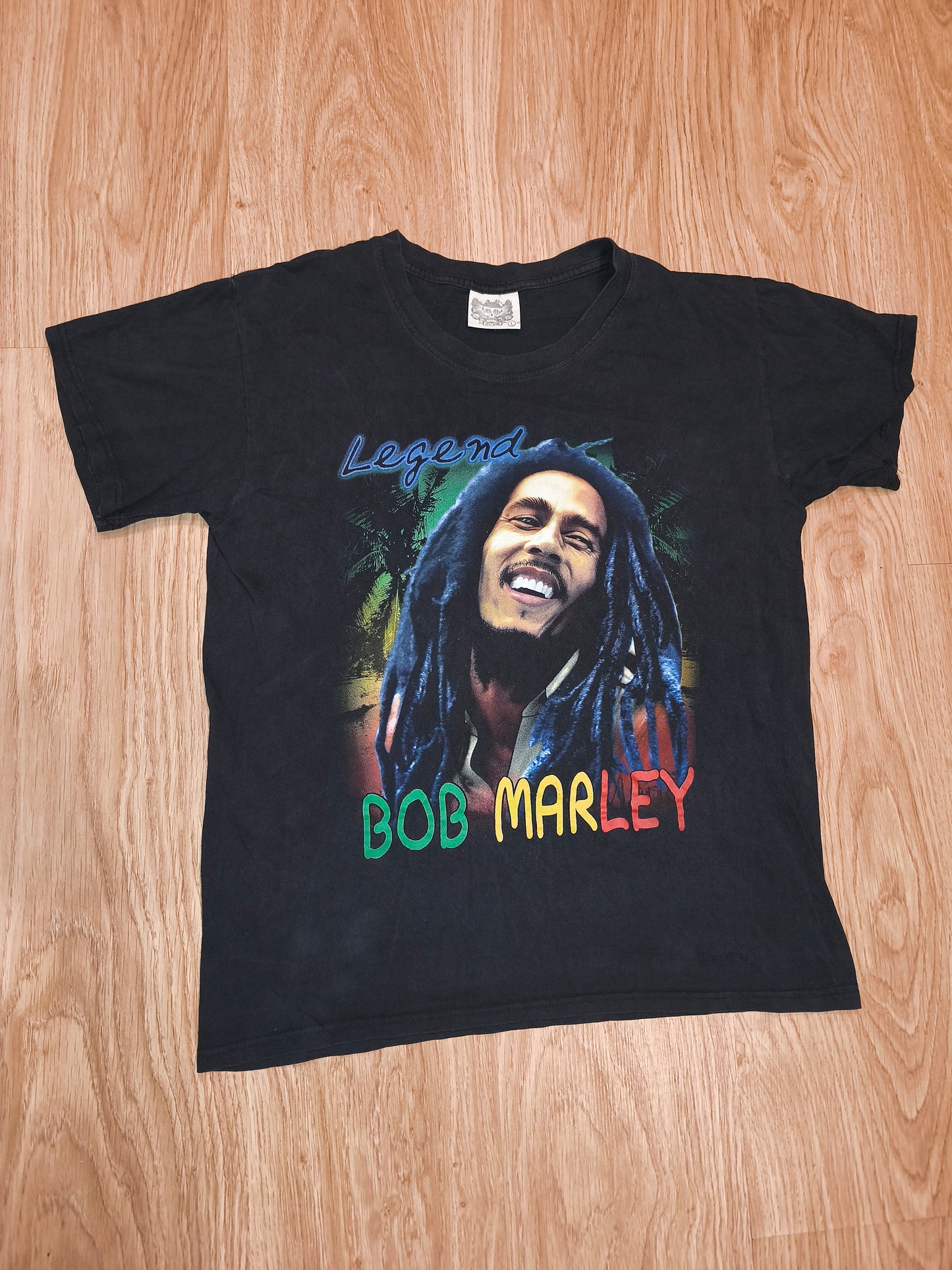 Bob Marley Legend T Shirt L Black Graphic Reggae Band Tee 80s 90s Style Retro