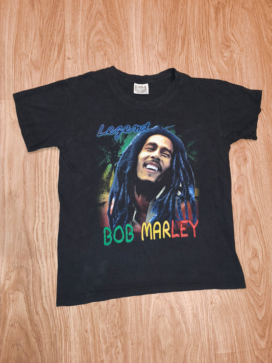 Bob Marley Legend T Shirt L Black Graphic Reggae Band Tee 80s 90s Style Retro