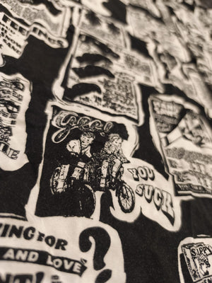 Empyre Men’s L Button Up Shirt Vintage Ad Newsprint Graphic Streetwear