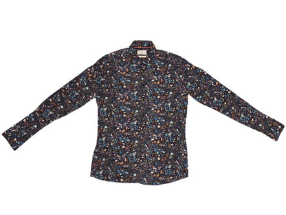 Savvy Citizen Men's Large Floral Bird Snake Graphic Button Up Shirt Long Sleeve