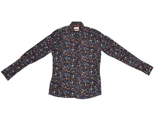 Savvy Citizen Men's Large Floral Bird Snake Graphic Button Up Shirt Long Sleeve