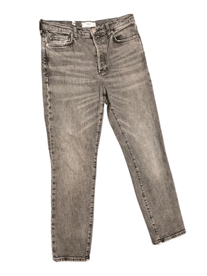 Mango MNG Gisele Slim Straight Jeans Grey Washed Denim Women’s Size 6 (EUR 38)