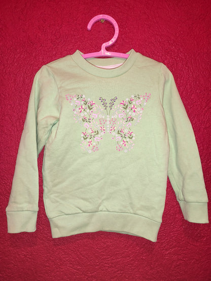 Seven Lemon Girls Light Green Floral Butterfly Sweatshirt – Size 98-104 (2-4 Y)