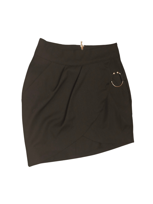 MOHITO Collection Black Tulip Wrap Mini Skirt Gold Hardware Size EU 34 (US2/4)