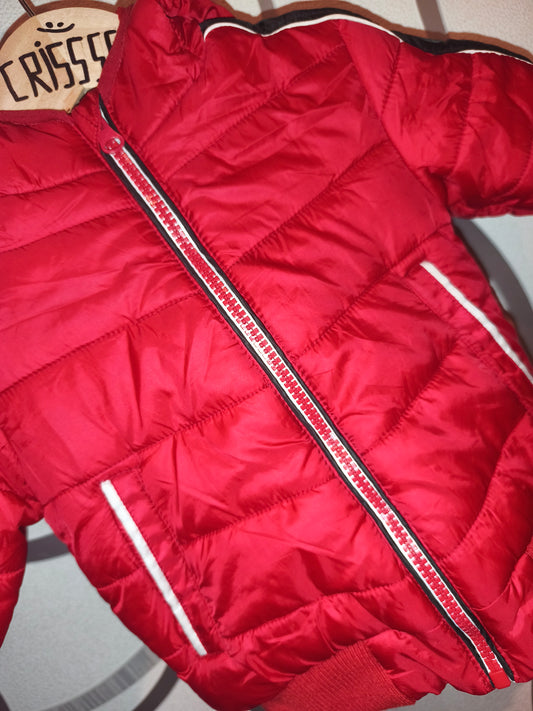 Minoti Baby Boys Red Hooded Puffer Jacket – Size 9-12 Months / 74-80 cm