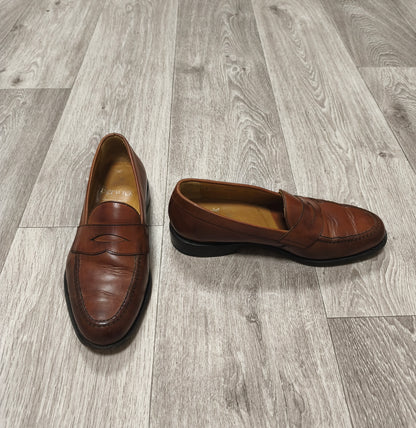 Berwick 1707 Brown Leather Penny Loafers Mens Size UK 7.5 Goodyear Welted Spain