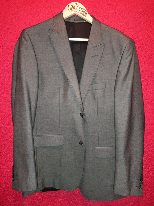 Dressmann Men's Grey Structured Two-Button Suit Blazer Jacket (Size EU 50 Regular)