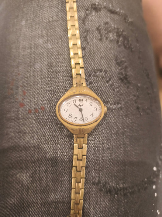 Rare Vintage Luch Women's Watch Gold Plated Mechanical USSR CCCP Working 397778