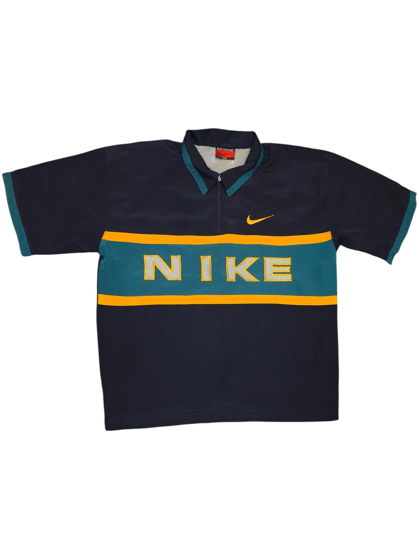 Vintage Nike Premier 1/4 Zip Pullover Shirt 90s Spellout Big Swoosh Navy XXXL