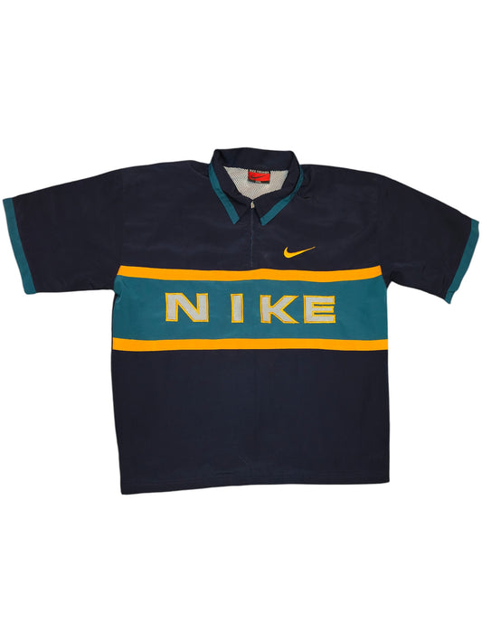 Vintage Nike Premier 1/4 Zip Pullover Shirt 90s Spellout Big Swoosh Navy XXXL