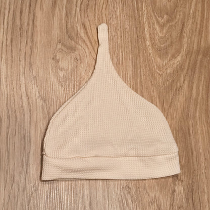 Cream Waffle Knit Baby Pixie Beanie Hat Pointed Top Thermal Infant Cap Neutral