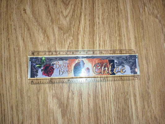 Disney Beauty and the Beast Personalized 15cm Clear Plastic Ruler – Name "Chloe"