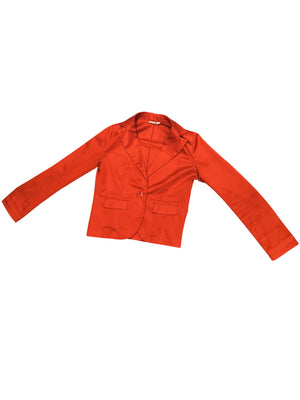 DAM-MIEL roter Blazer für Damen, Größe M, gestreiftes Futter, Manschetten Caree