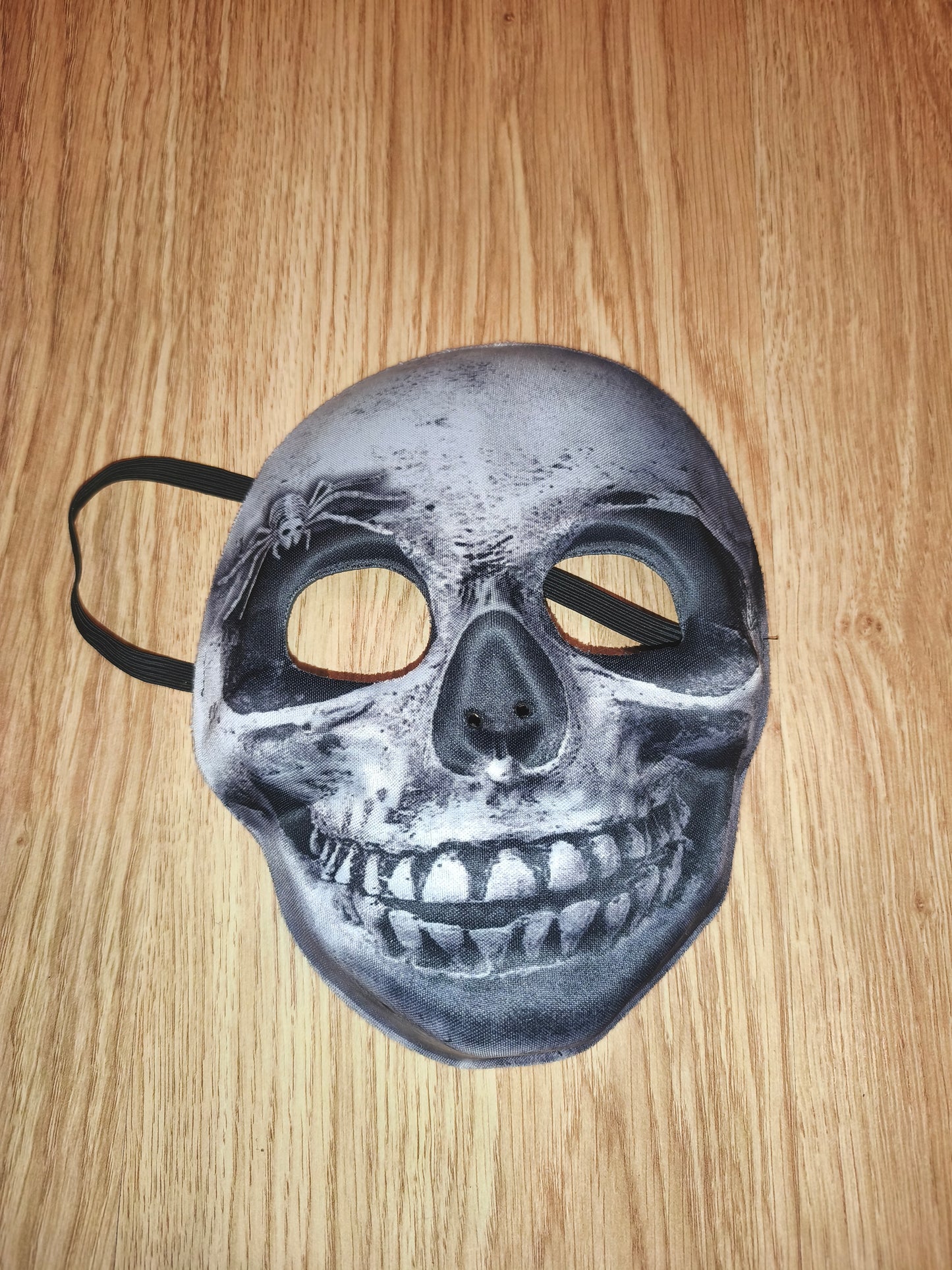 Vintage Halloween Creepy Skull Fabric Mask with Spider Eye Detail | Elastic Strap Cosplay Mask