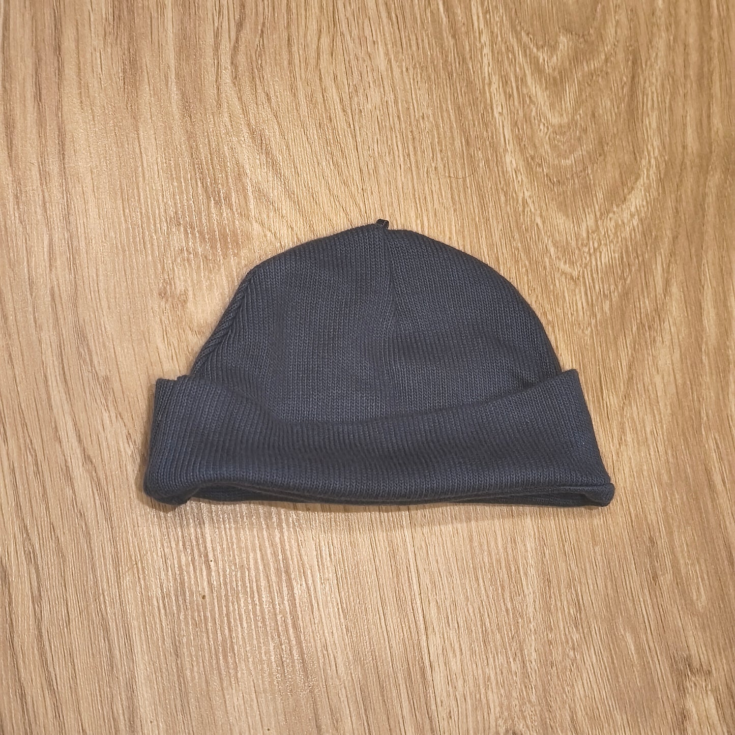 George Baby Navy Blue Knit Beanie Hat Cuffed Top Knot 0-3 Months