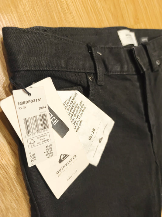 Quiksilver Men's Skinny Fit Jeans Black Stretch Denim New With Tags Size 28/14