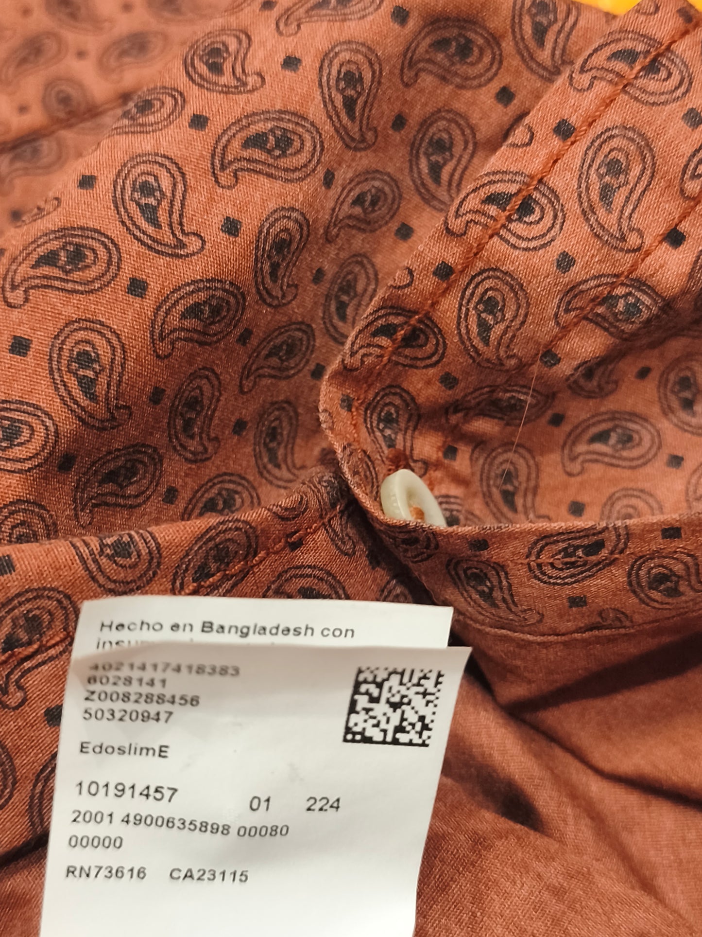 HUGO BOSS Orange Paisley Shirt Men’s M Rust Copper NWT 2001 Archive Vintage Style