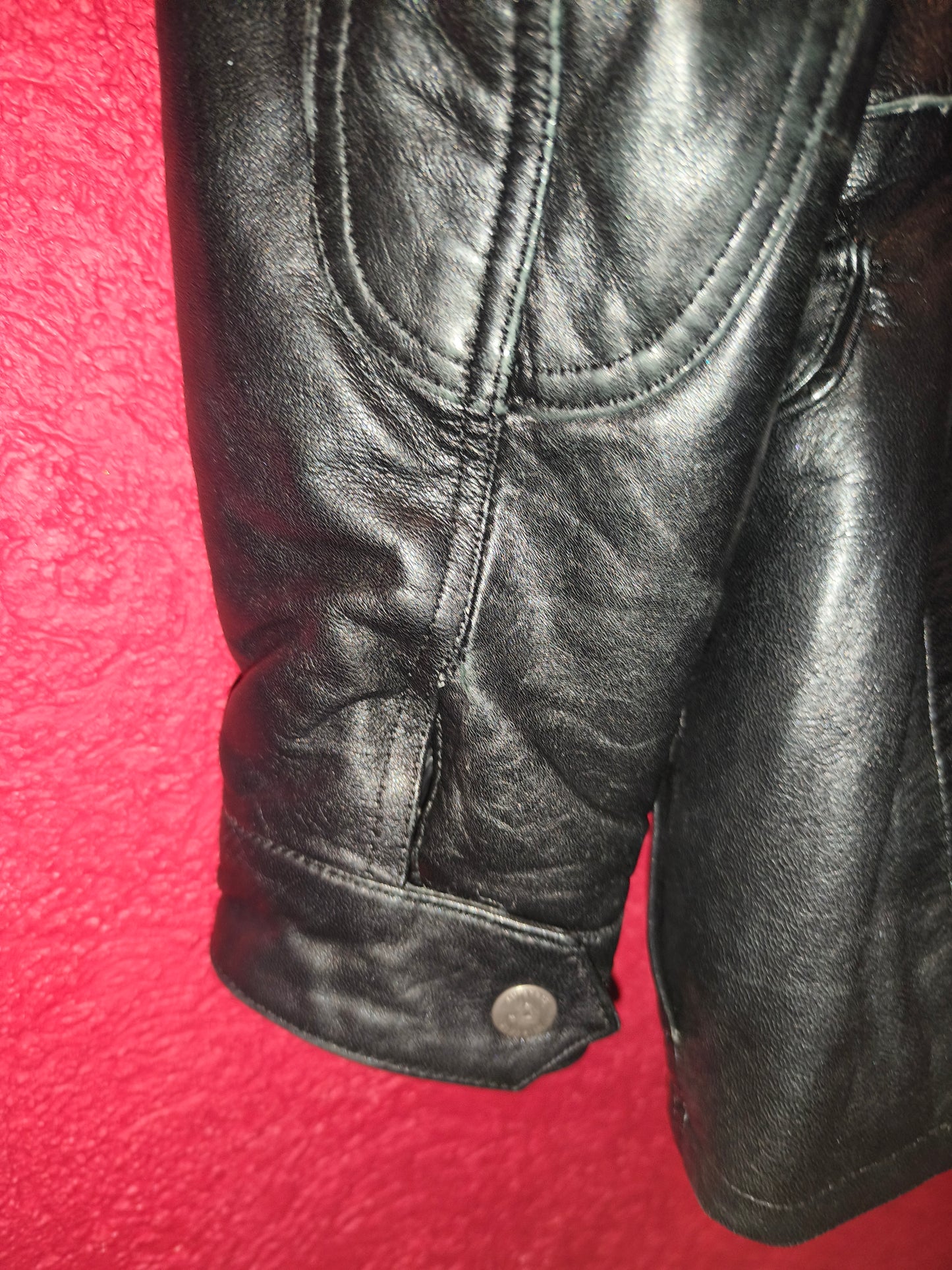 AVIATRIX Genuine Black Leather Belted Utility Jacket Fur Hood | Women's Size XL