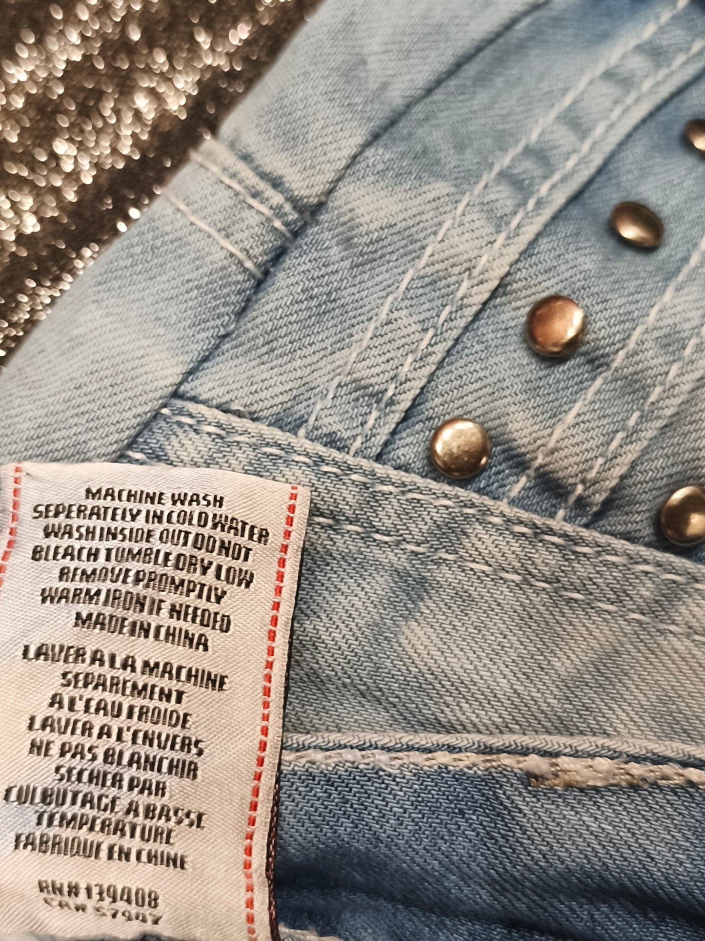 J Rag Famous Denim Mens Blue Jeans Size 30 Distressed Studded Y2K JR3117