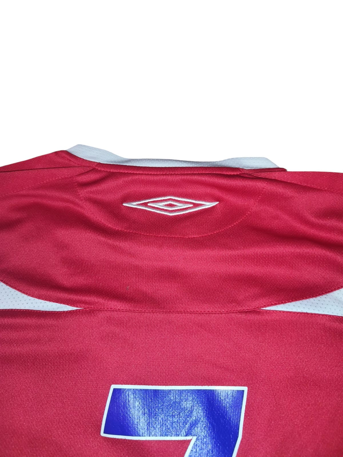 Vintage Umbro Rival Football Jersey Shirt Red White #7 Size M L Rare Soccer