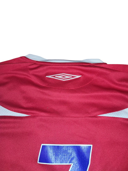 Vintage Umbro Rival Football Jersey Shirt Red White #7 Size M L Rare Soccer