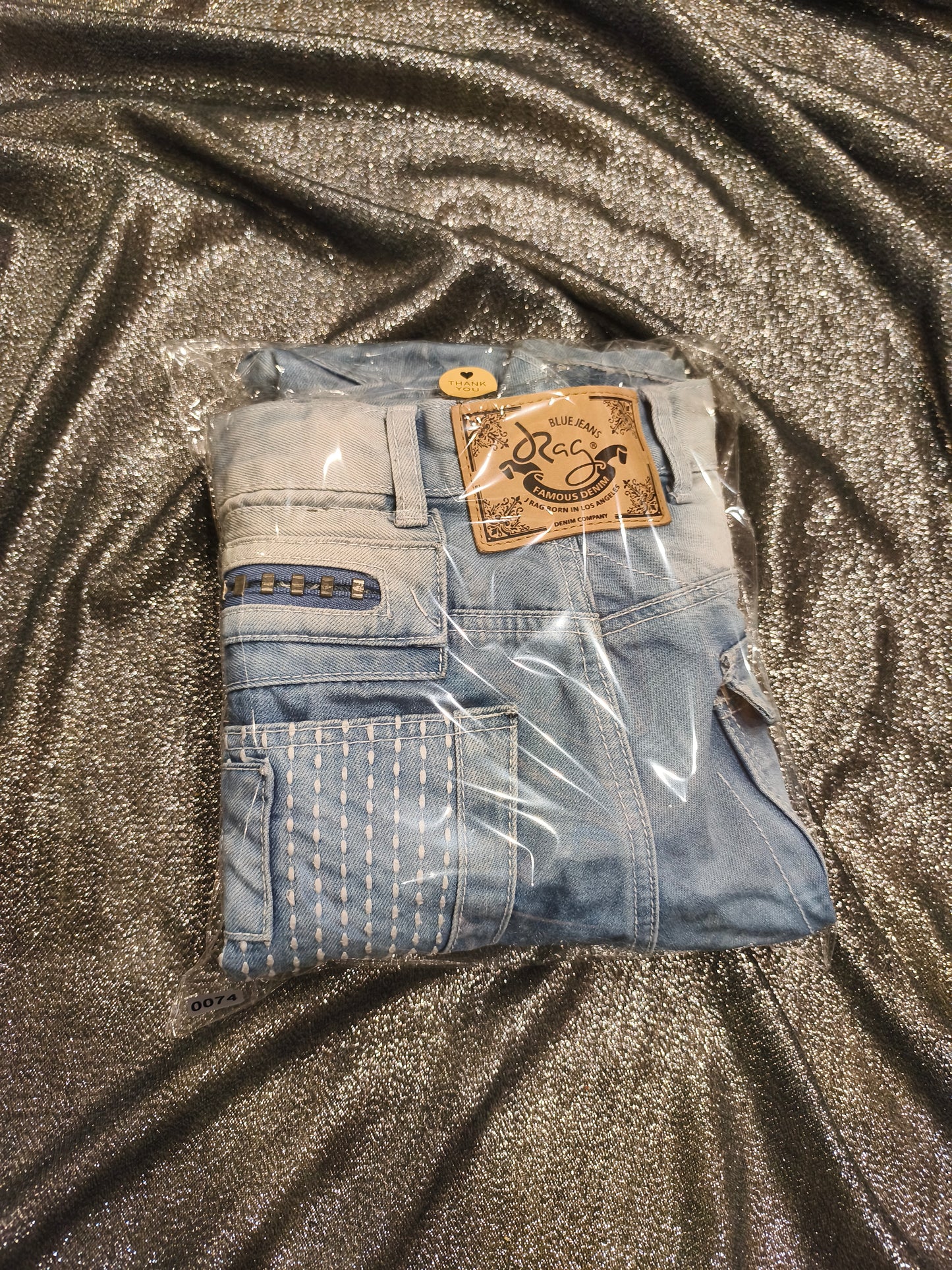 J Rag Famous Denim Mens Blue Jeans Size 30 Distressed Studded Y2K JR3117