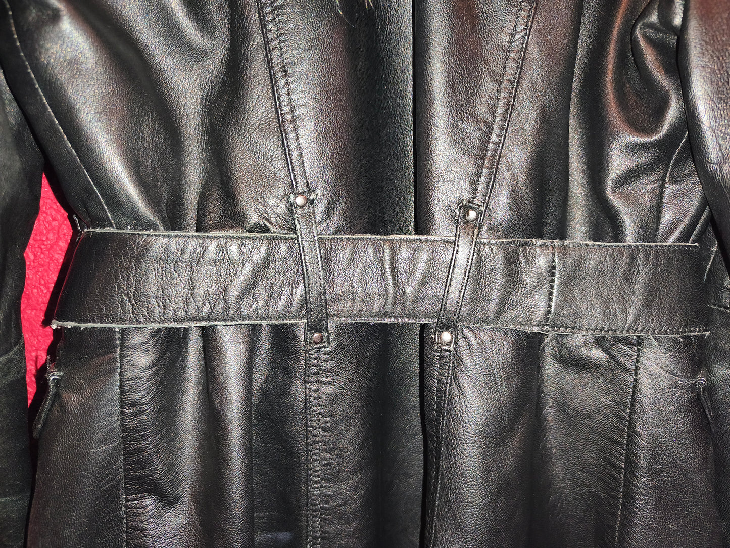 AVIATRIX Genuine Black Leather Belted Utility Jacket Fur Hood | Women's Size XL