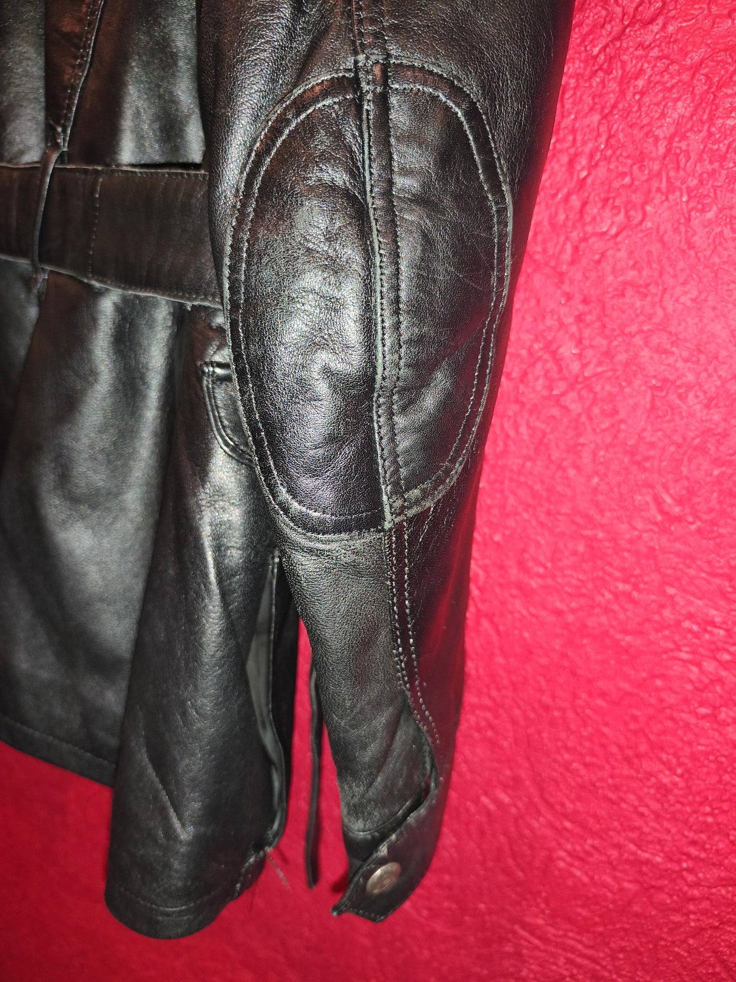 AVIATRIX Genuine Black Leather Belted Utility Jacket Fur Hood | Women's Size XL
