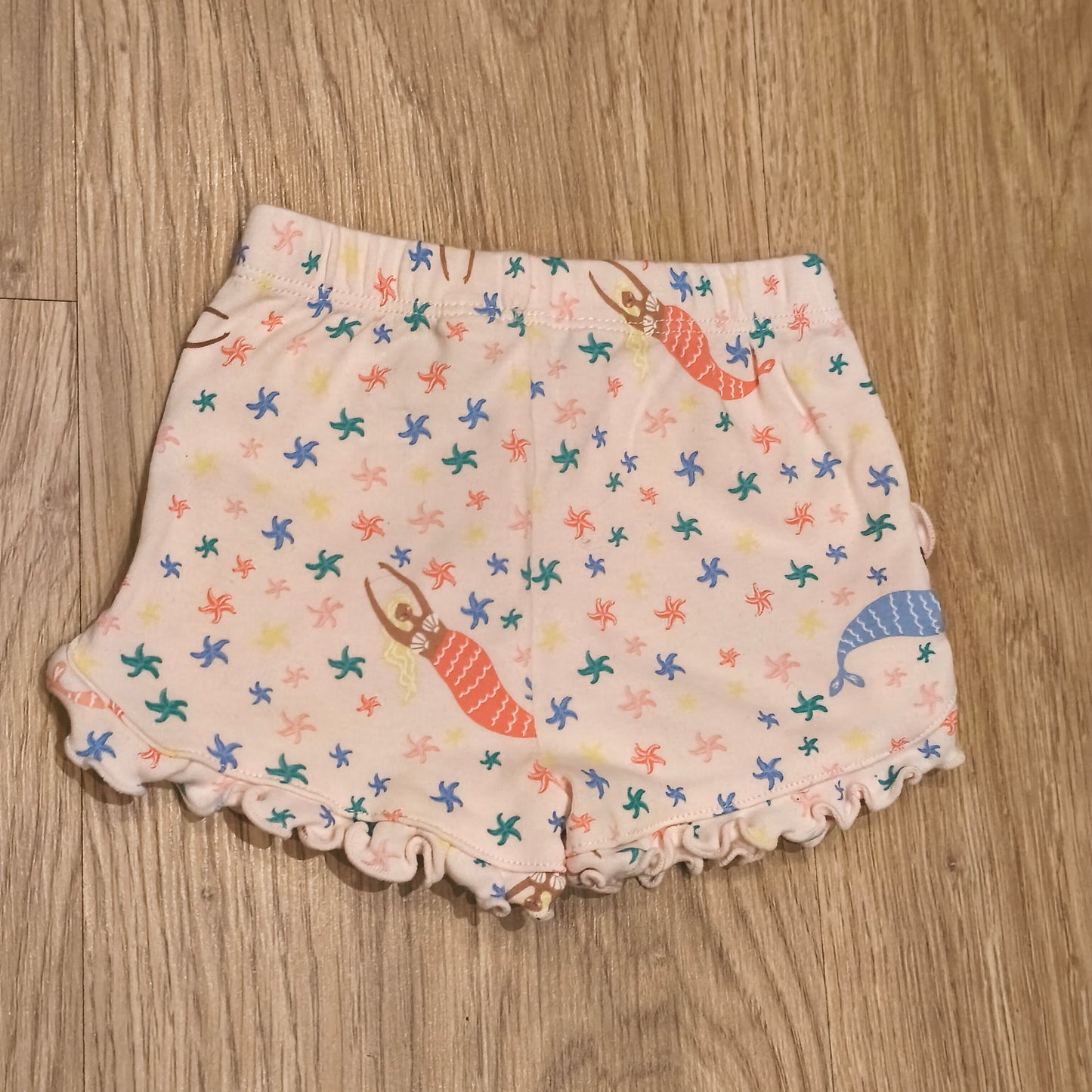 Joules Baby Girls Pink Mermaid Starfish Ruffle Shorts Size 0-3 Months Barnacle