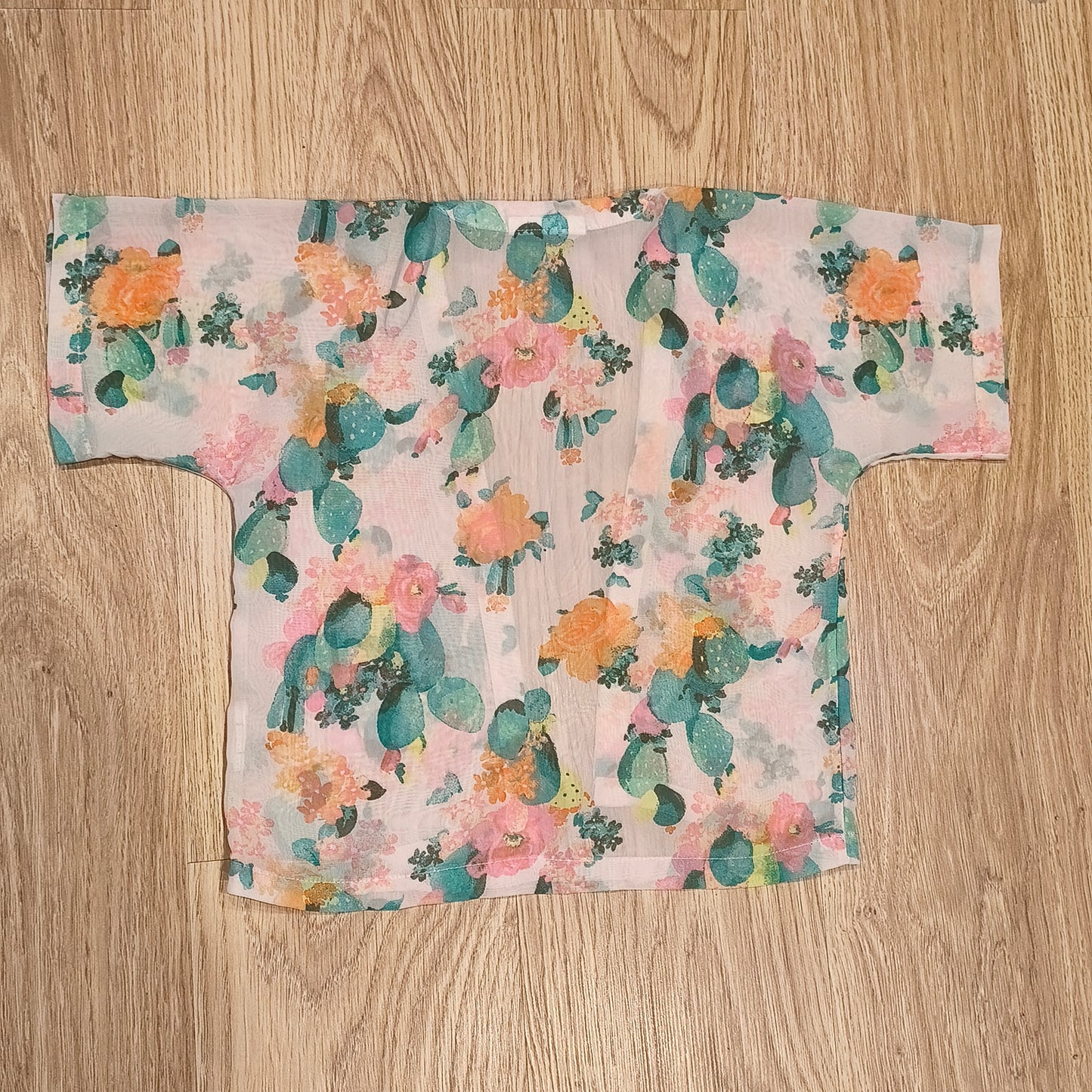 H&M Conscious Girls 3-4Y Sheer Floral Cactus Kimono Cardigan Open Front Top