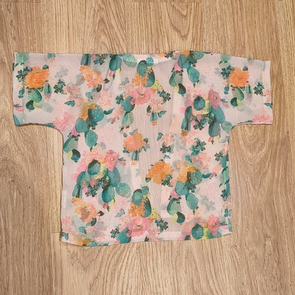 H&M Conscious Girls 3-4Y Sheer Floral Cactus Kimono Cardigan Open Front Top
